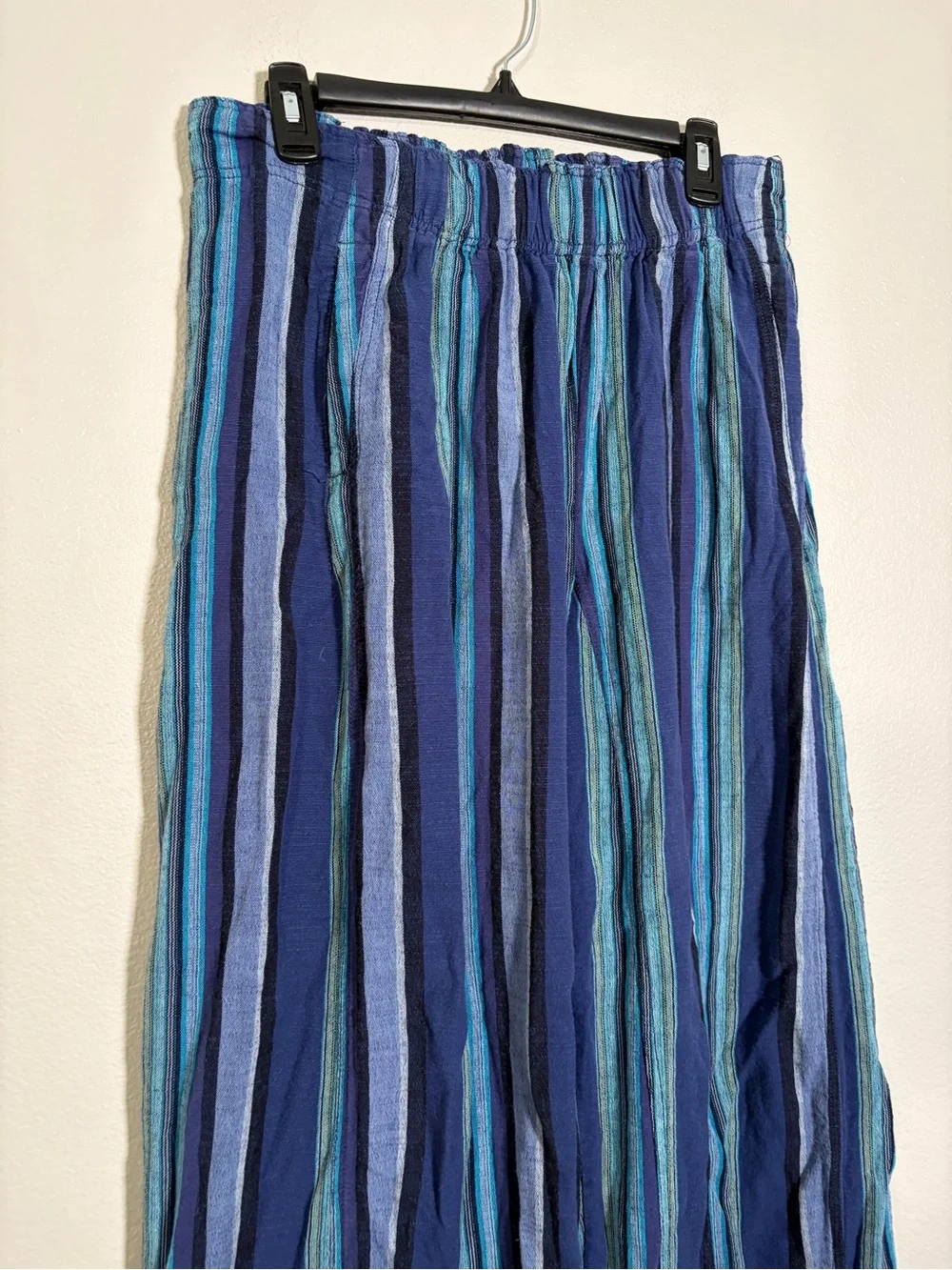 Free People Day’s End Linen Striped Pull on Pants in Navy Combo - M